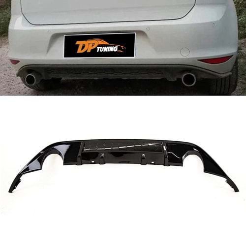 Golf 7 GTI Rear Diffuser Piano Black ABS / 2012-2017 (Left+Right Single Output)