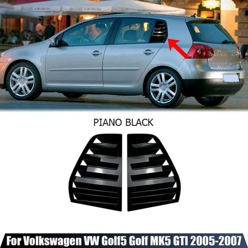 Golf 5 Side Window Louver Piano Black ABS / 2003-2009