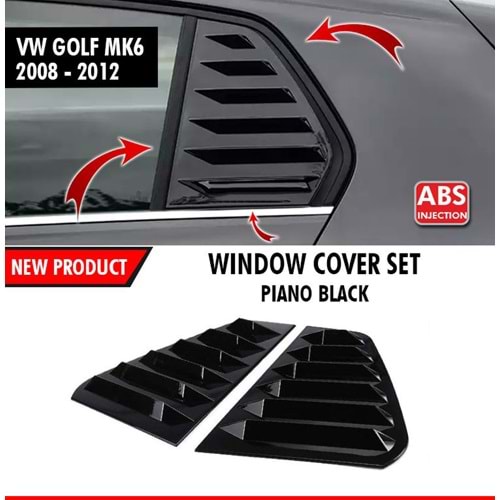 Golf 6 Kelebek Cam Kaplaması Piano Black ABS / 2008-2012 / GTI