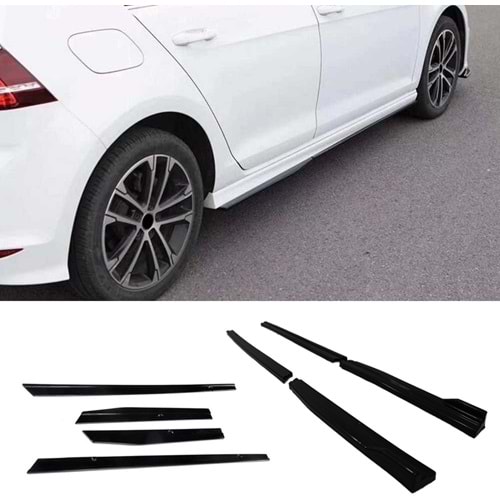 Golf 7 Side Skirts Lower Lip Without Flaps 4 Pieces Set Piano Black Vacuum Plastic / 2012-2018
