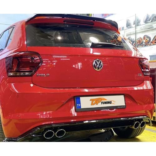 Polo Mk6 GTI Style Rear Diffuser + Exhaust Tips Piano Black ABS / 2018 - up