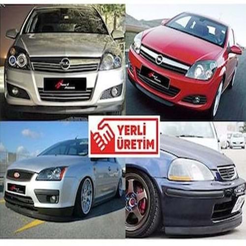 Universal Astra H Style Front Lip Matte Black ABS / 2 Pieces