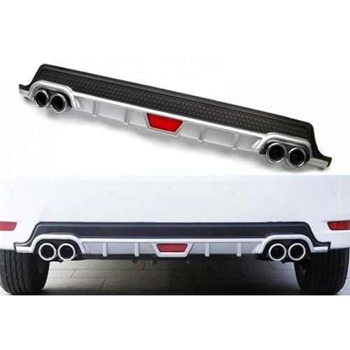 Universal Race B1 Style Rear Diffuser ABS / (Grey + Matte Black - Circle Exhaust Tips)