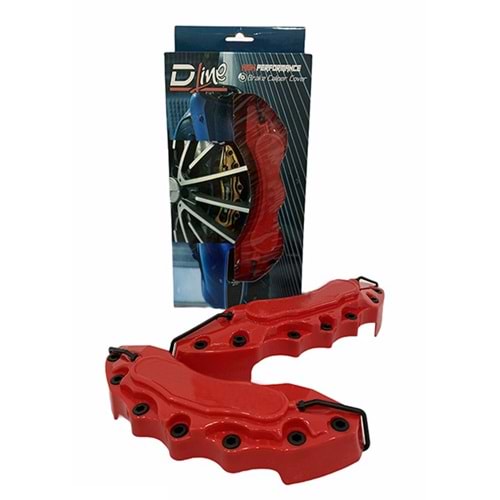 Universal D Line Caliper Cover Front + Rear Set ABS / (With Logo + Red)
