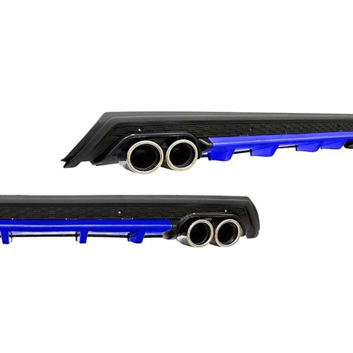 Universal Elit BL Style Rear Diffuser ABS / (Blue + Matte Black - Circle Exhaust Tips)
