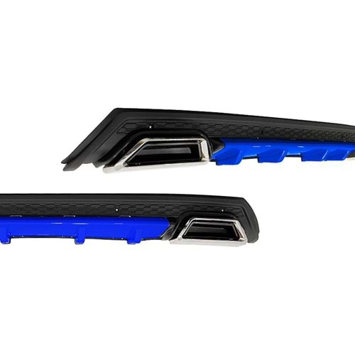 Universal Elit Plus BL Style Rear Diffuser ABS / (Blue + Matte Black - Square Exhaust Tips)