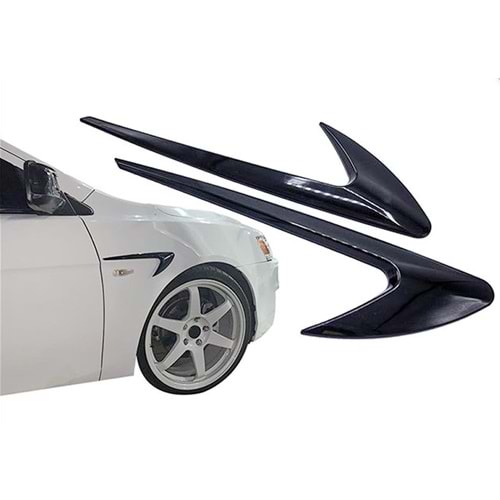 Universal Race Style Side Fender Vent Piano Black ABS / Set
