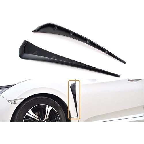 Universal Sport Style Side Fender Vent Piano Black ABS / Set