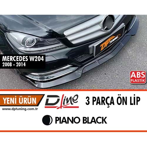 W204 Front Lip Piano Black ABS / 2011-2014 (3 Piece)