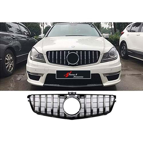W204 GTR Front Grille ABS / 2007-2014 (Chrome Line + Piano Black)