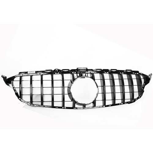 W205 GTR Front Grille With Camera Slot ABS / 2015-2018 (Chrome + Piano Black)