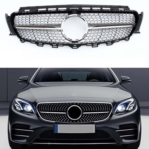 W213 Diamond Front Grille ABS / 2017-up (Chrome + Grey)