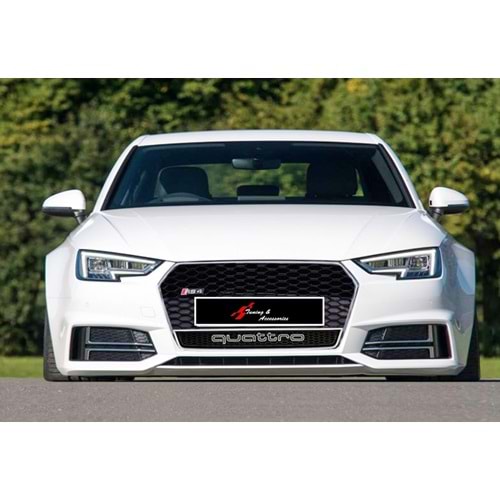 A4 B9 RS4 Front Grille ABS / 2016-2019 (Chrome Frame + Piano Black With Quattro Badge)