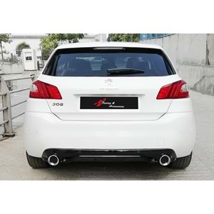 308 GTI Rear Diffuser With 2 Chromee Exhaust Tips Piano Black Vacuum Plastic / 2012-2018
