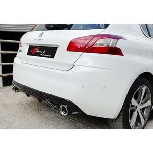 308 GTI Rear Diffuser With 2 Chromee Exhaust Tips Piano Black Vacuum Plastic / 2012-2018