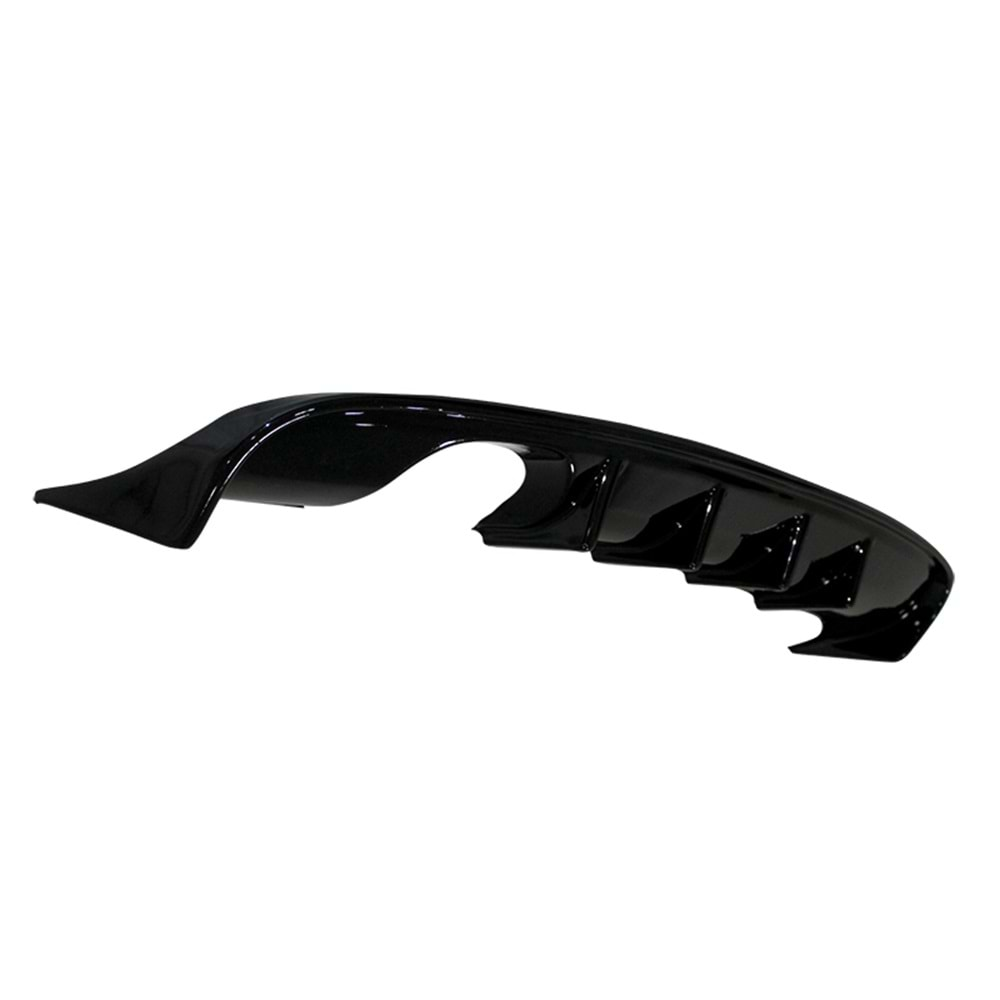 A3 8P S3 Style Rear Diffuser Left Double Outputs Piano Black Vacuum Plastic / 2008-2010