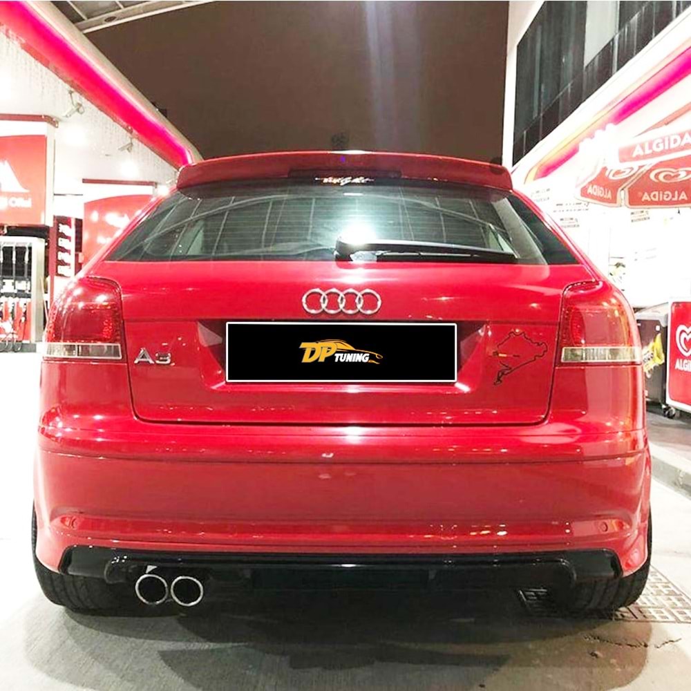 A3 8P S3 Style Rear Bumper Lip Left Double Outputs Raw Surface Vacuum Plastic / 2005-2008 (2 Door)