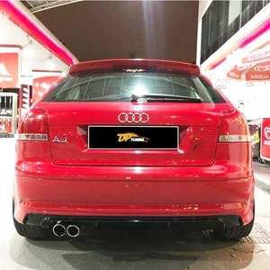 A3 8P S3 Style Rear Bumper Lip Left Double Outputs Raw Surface Vacuum Plastic / 2005-2008 (2 Door)