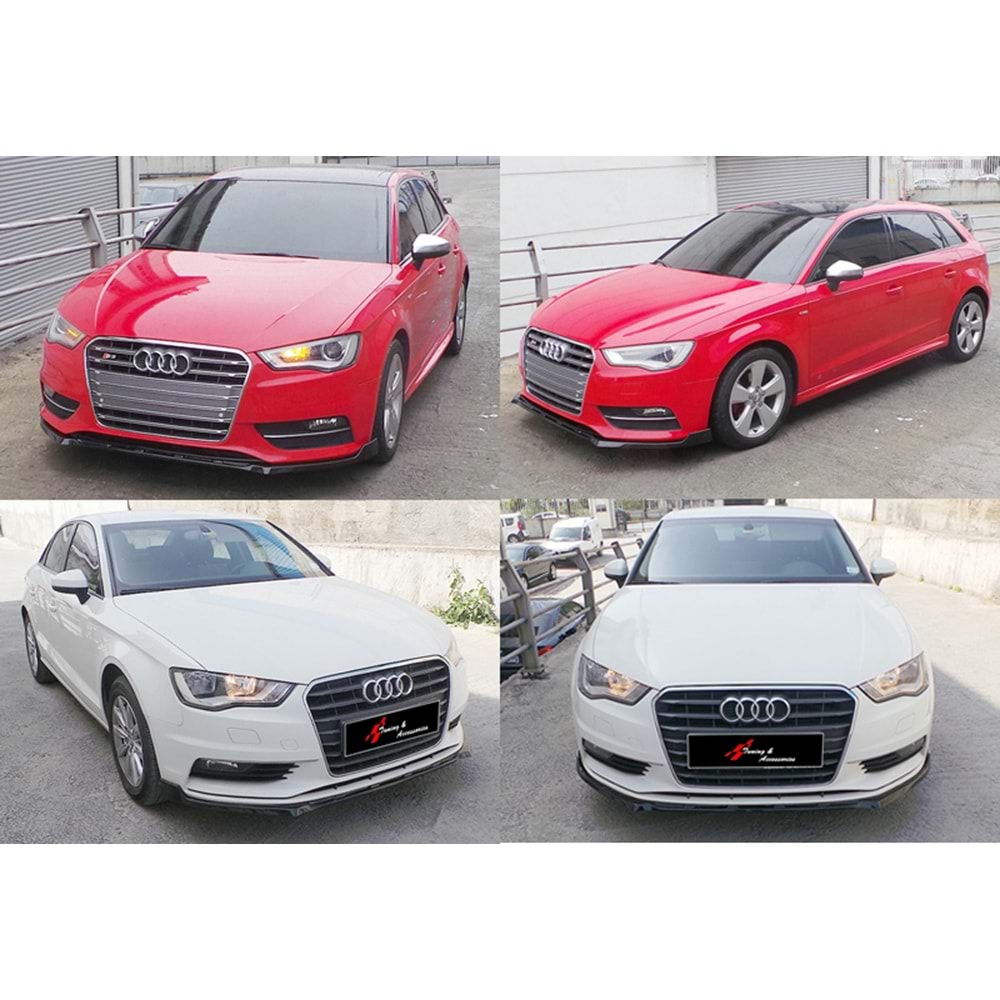 A3 8V Sedan - HB Sport Style Front Lip Piano Black Vacuum Plastic / 2012-2016