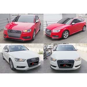 A3 8V Sedan - HB Sport Style Front Lip Piano Black Vacuum Plastic / 2012-2016