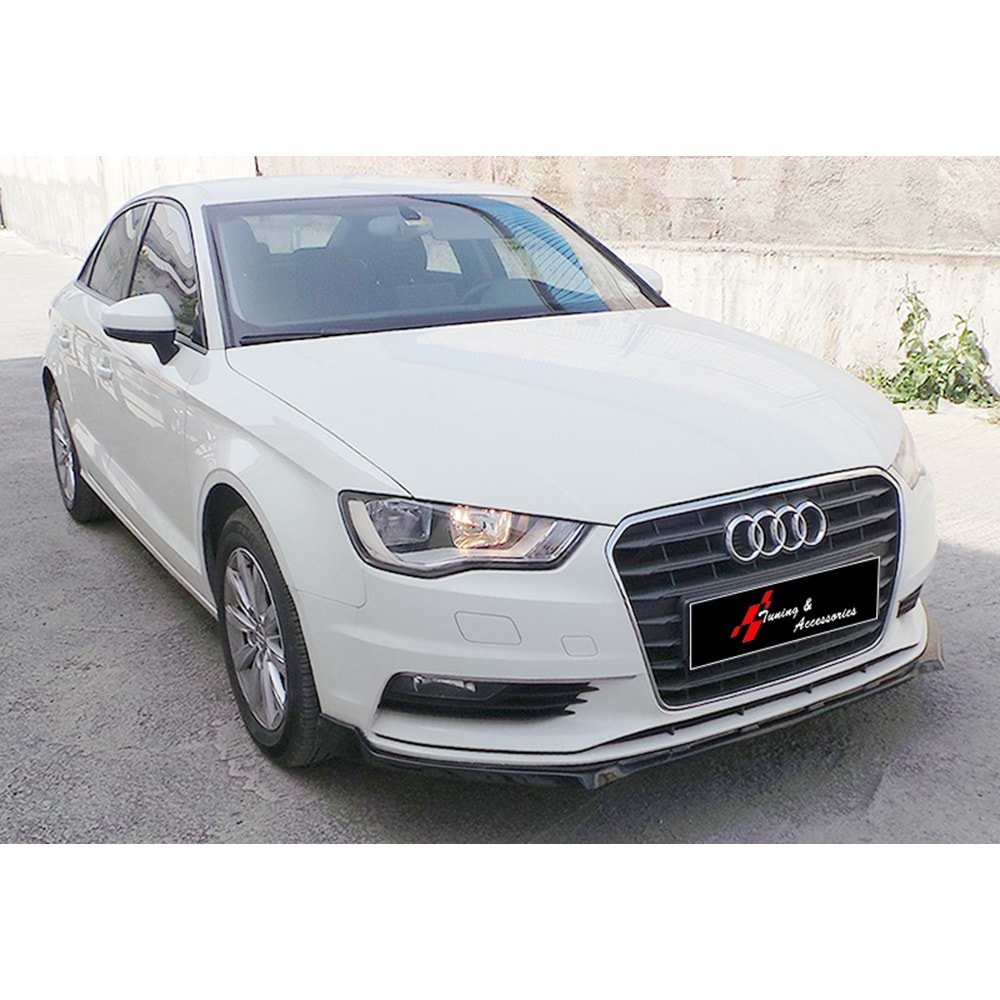 A3 8V Sedan - HB Sport Style Front Lip Piano Black Vacuum Plastic / 2012-2016