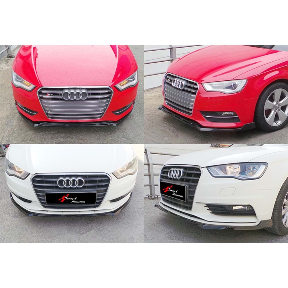 A3 8V Sedan - HB Sport Style Front Lip Piano Black Vacuum Plastic / 2012-2016