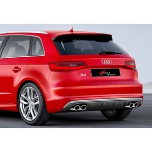 A3 8V S3 HB Rear Diffuser Left + Right Double Outputs Dark Grey ABS / 2012-2016