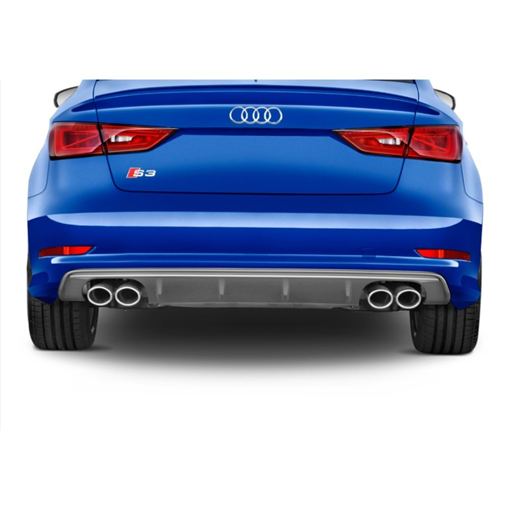 A3 8V S3 Sedan Rear Diffuser Left + Right Double Outputs Dark Grey ABS / 2012-2016 (Standart Bmp)