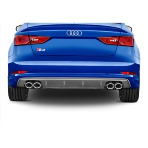 A3 8V S3 Sedan Rear Diffuser Left + Right Double Outputs Dark Grey ABS / 2012-2016 (Standart Bmp)