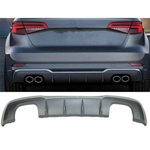 A3 8V HB FL S3 Rear Diffuser Left+Right Double Outputs Dark Grey ABS / 2017-2019 (Standart Bmp)