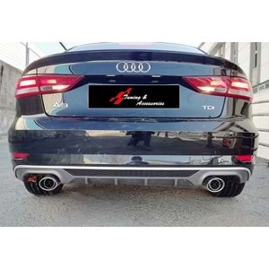 A3 8V FL Sedan S3 Rear Diffuser Left+Right Double Outputs Dark Grey ABS / 2017-2019 (Standart Bmp)