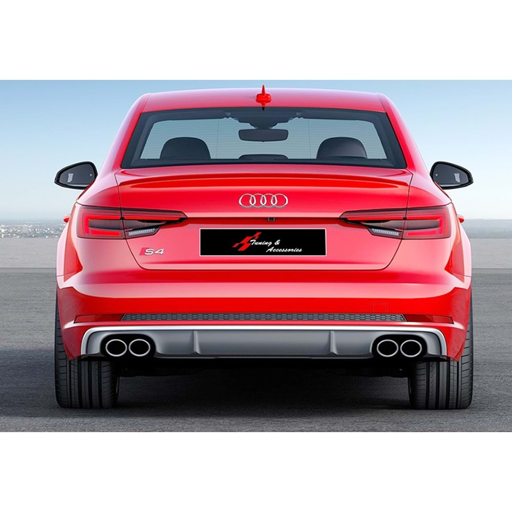 A4 B9 S4 Rear Diffuser Left+Right Double Outputs Grey + Dark Grey ABS / 2016-2019 (Standart Bmp)