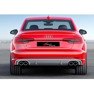 A4 B9 S4 Rear Diffuser Left+Right Double Outputs Grey + Dark Grey ABS / 2016-2019 (Standart Bmp)