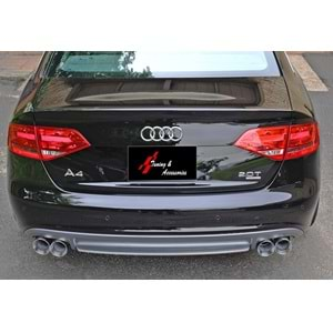 A4 B8 S4 Rear Diffuser Left+Right Double Outputs Matte Grey Surface ABS / 2008-2011 (Standart Bmp)