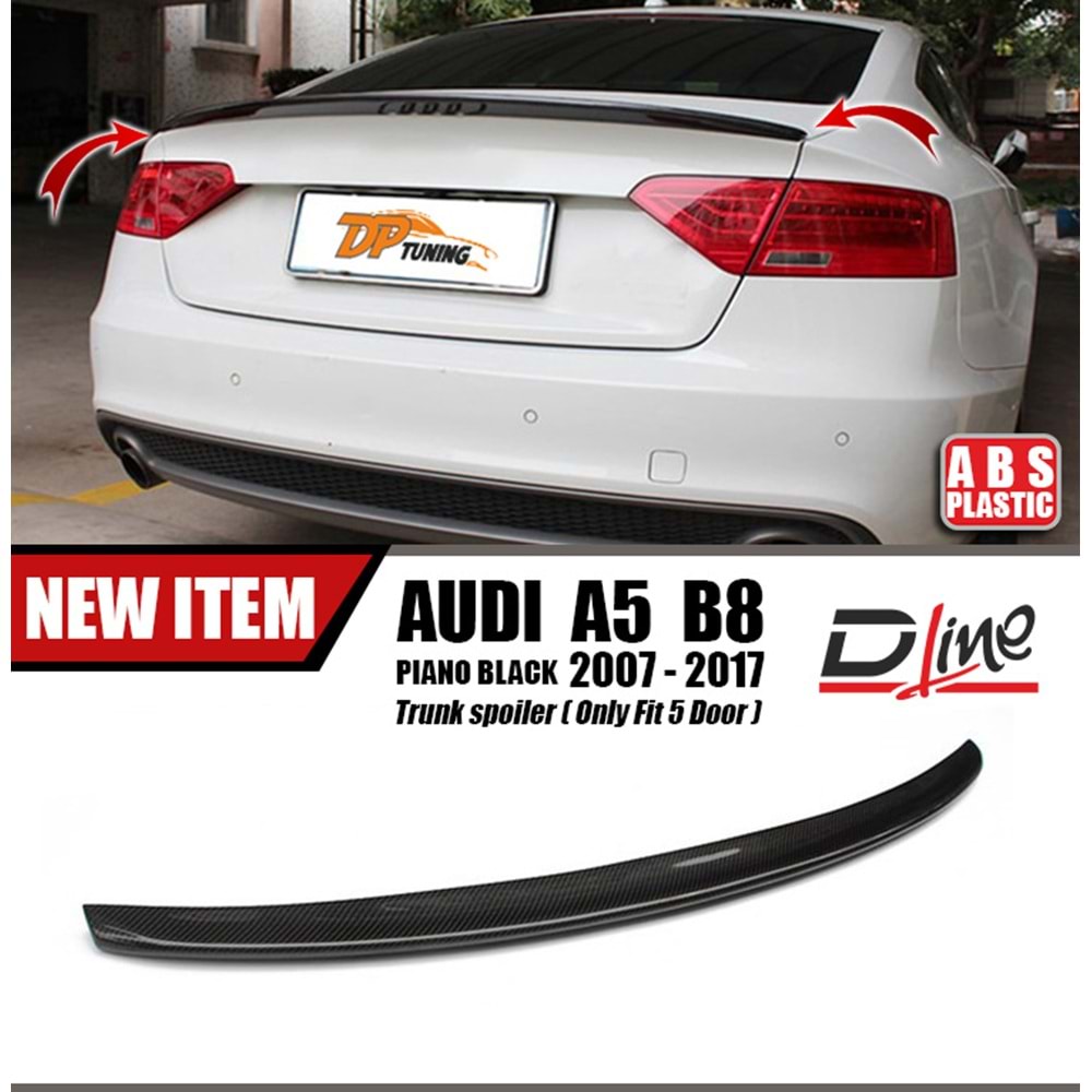 A5 B8 S5 Rear Trunk Spoiler Piano Black ABS / 2009-2016 (4 Doors)