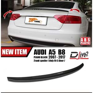 A5 B8 S5 Rear Trunk Spoiler Piano Black ABS / 2009-2016 (4 Doors)