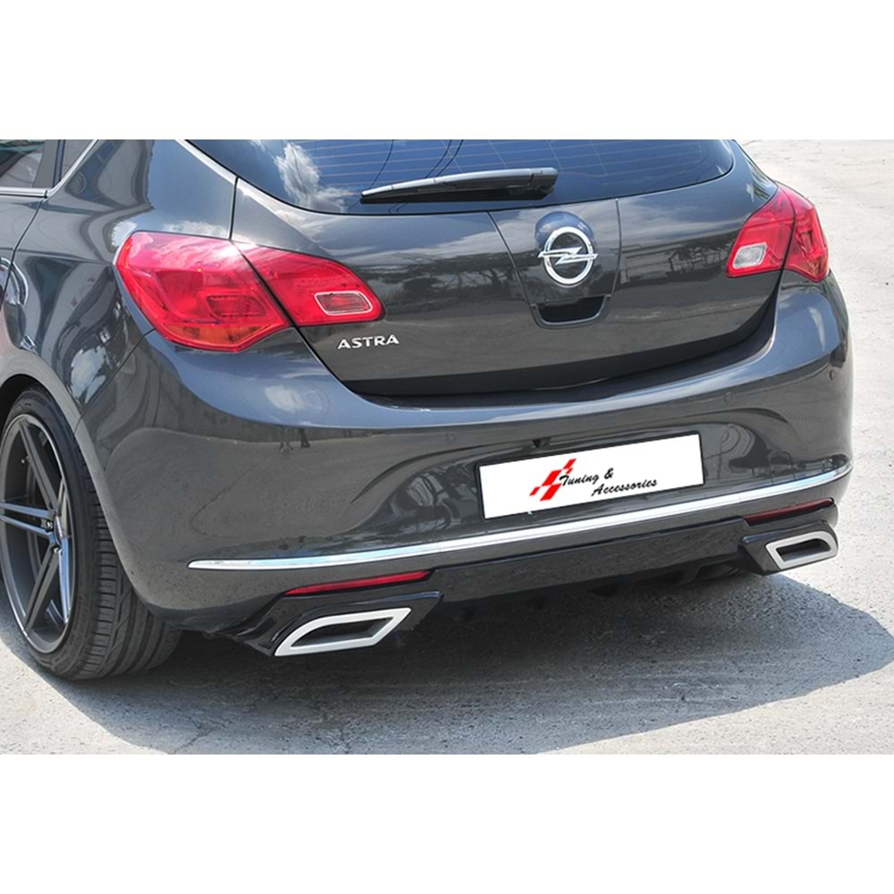 Astra J HB Sport Rear Diffuser + Chromee Exhaust Tips Piano Black Vacuum Plastic / 2012-2015
