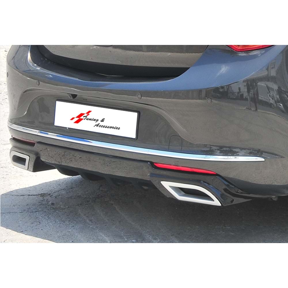 Astra J HB Sport Rear Diffuser + Chromee Exhaust Tips Piano Black Vacuum Plastic / 2012-2015