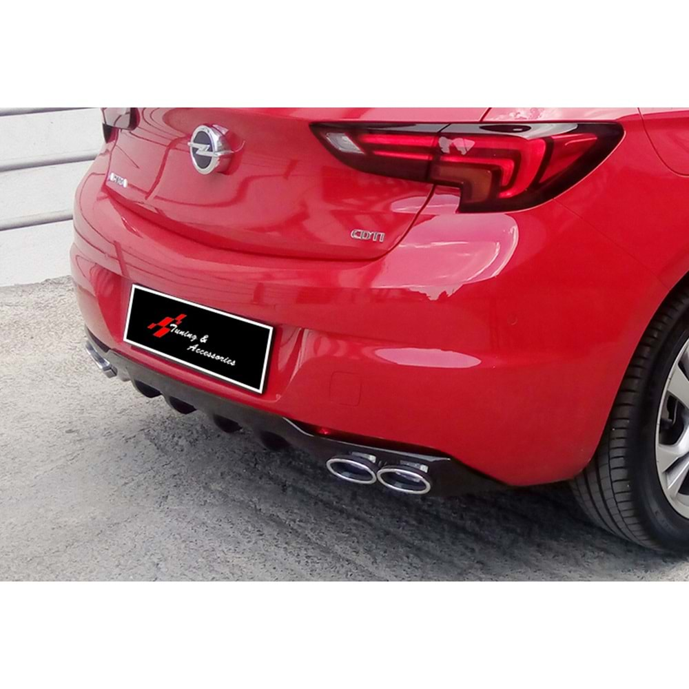 Astra K HB OPC Style Diffuser Dual Chromee Exhaust Tips Piano Black Vacuum Plastic / 2015-2021