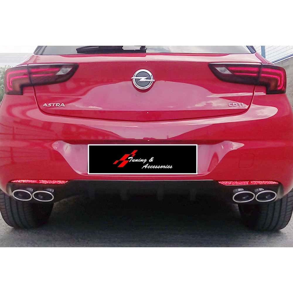 Astra K HB OPC Style Diffuser Dual Chromee Exhaust Tips Piano Black Vacuum Plastic / 2015-2021