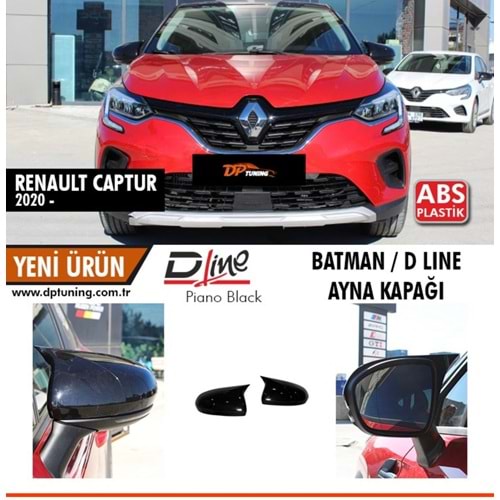 Captur Batman Mirror Cover Piano Black / 2020 sonrası