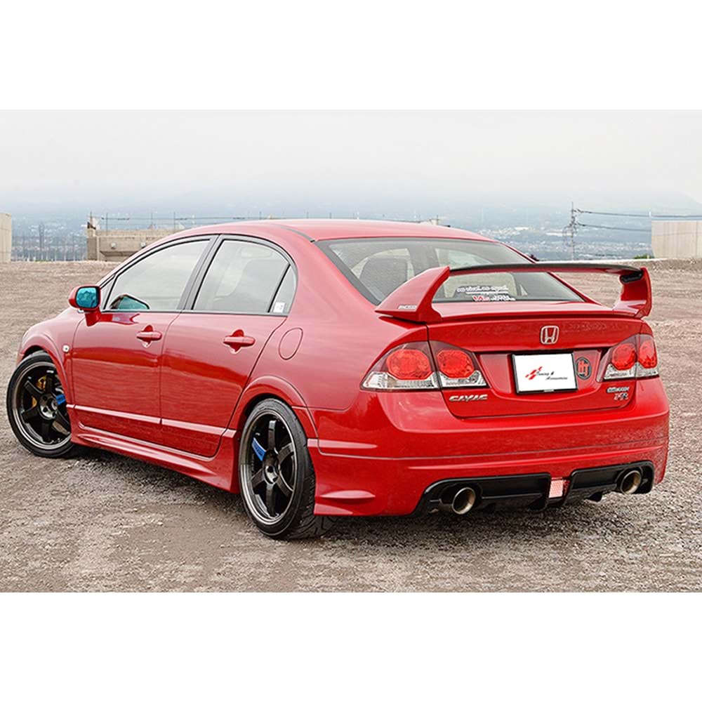 Civic FD6 Mugen RR Model Rear Bumper Lip Right+Left Single Output Raw Surface Vacuum Plastic / 2006-2011