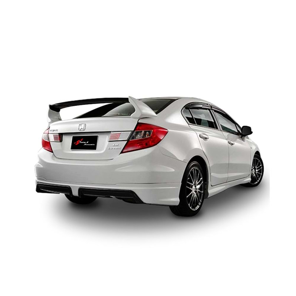 Civic FB7 Mugen RR Style Rear Bumper Lip Ek R+L Single Output Raw Surface Vacuum Plastic / 2012-2016