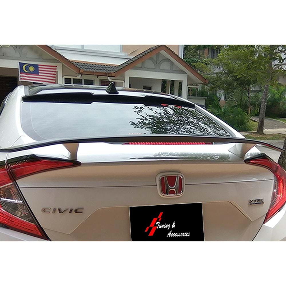 Civic FC5 Rear Trunk F Type Spoiler + Led Raw ABS / 2016-2021