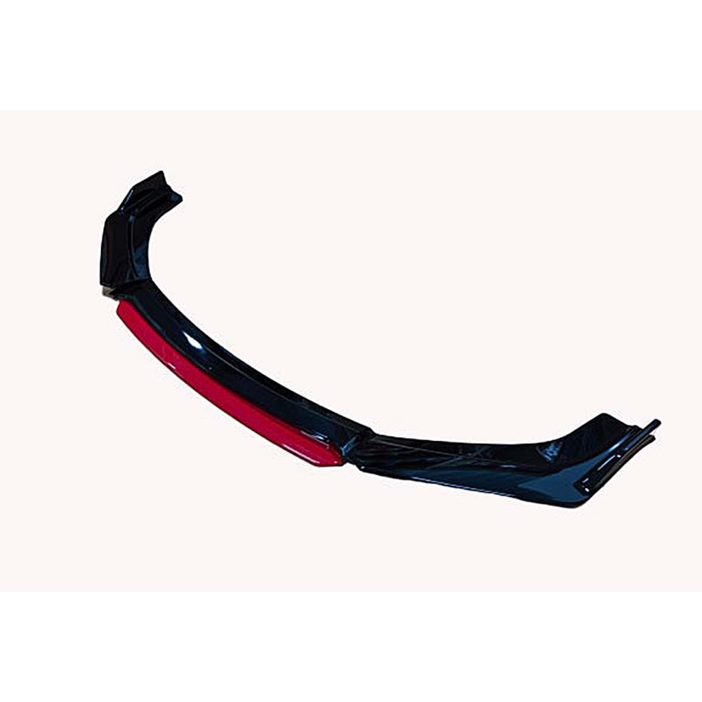 Universal 4 Piece Front Lip Piano Black ABS / Red