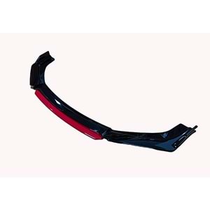 Universal 4 Piece Front Lip Piano Black ABS / Red