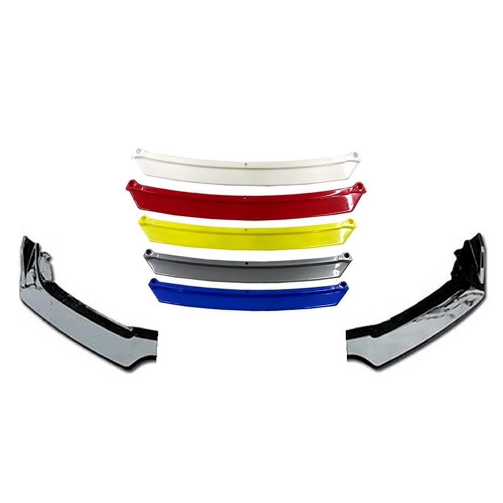 Universal 4 Piece Front Lip Piano Black ABS / Red