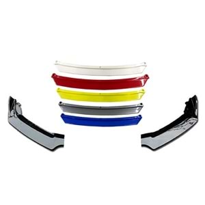 Universal 4 Piece Front Lip Piano Black ABS / Red