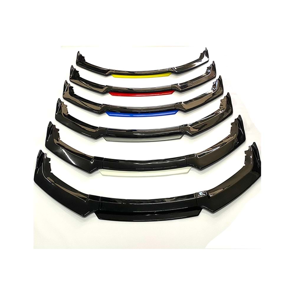 Universal 4 Piece Front Lip Piano Black ABS / Red