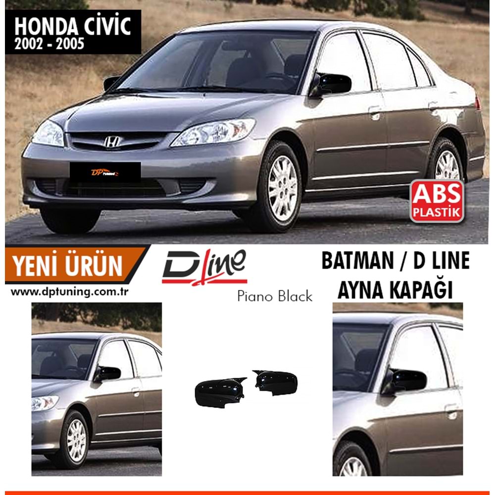Civic Batman Mirror Cover Piano Black / 2002-2005